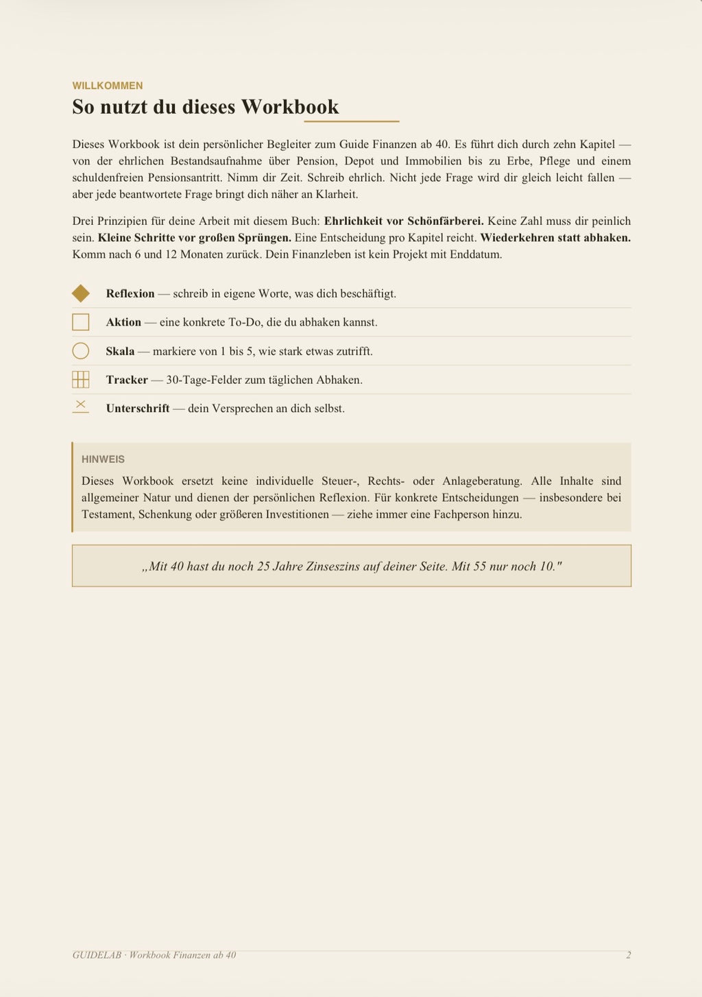 Finanzen ab 40 – Workbook