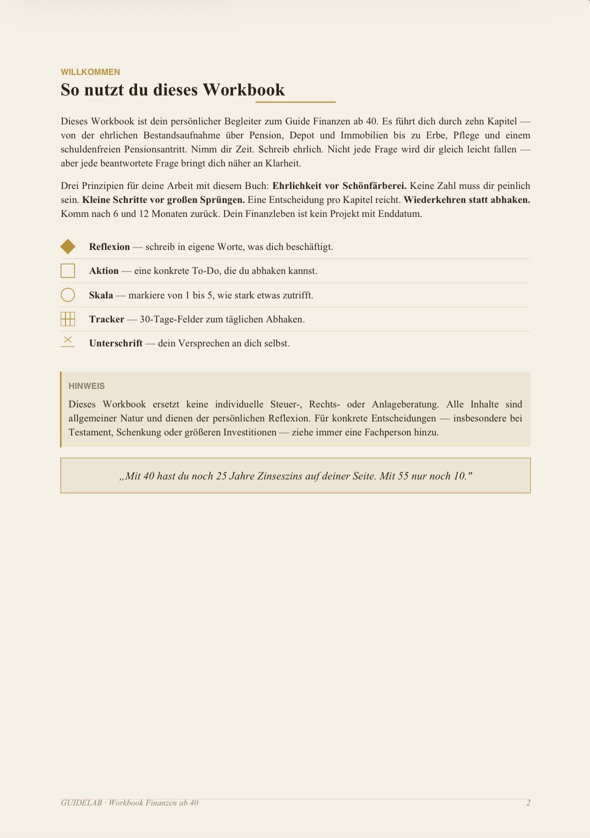 Finanzen ab 40 – Workbook