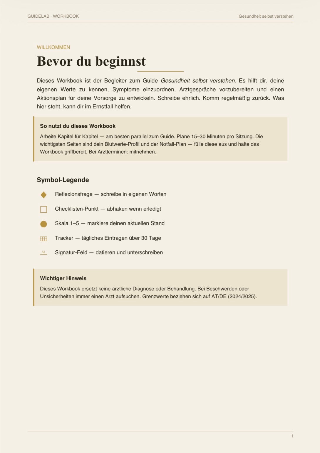 Gesundheit selbst verstehen – Workbook
