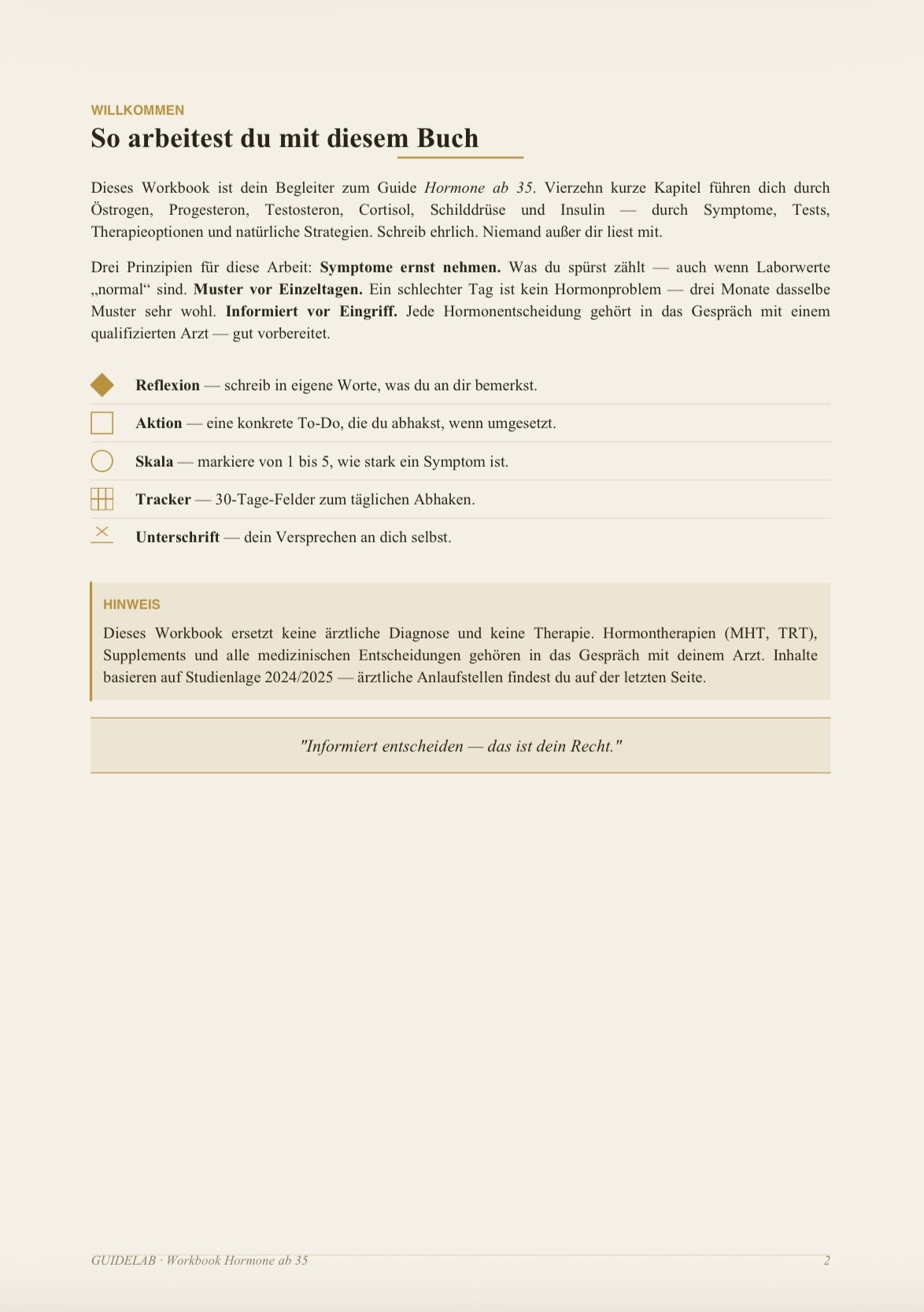 Hormone ab 35 – Workbook