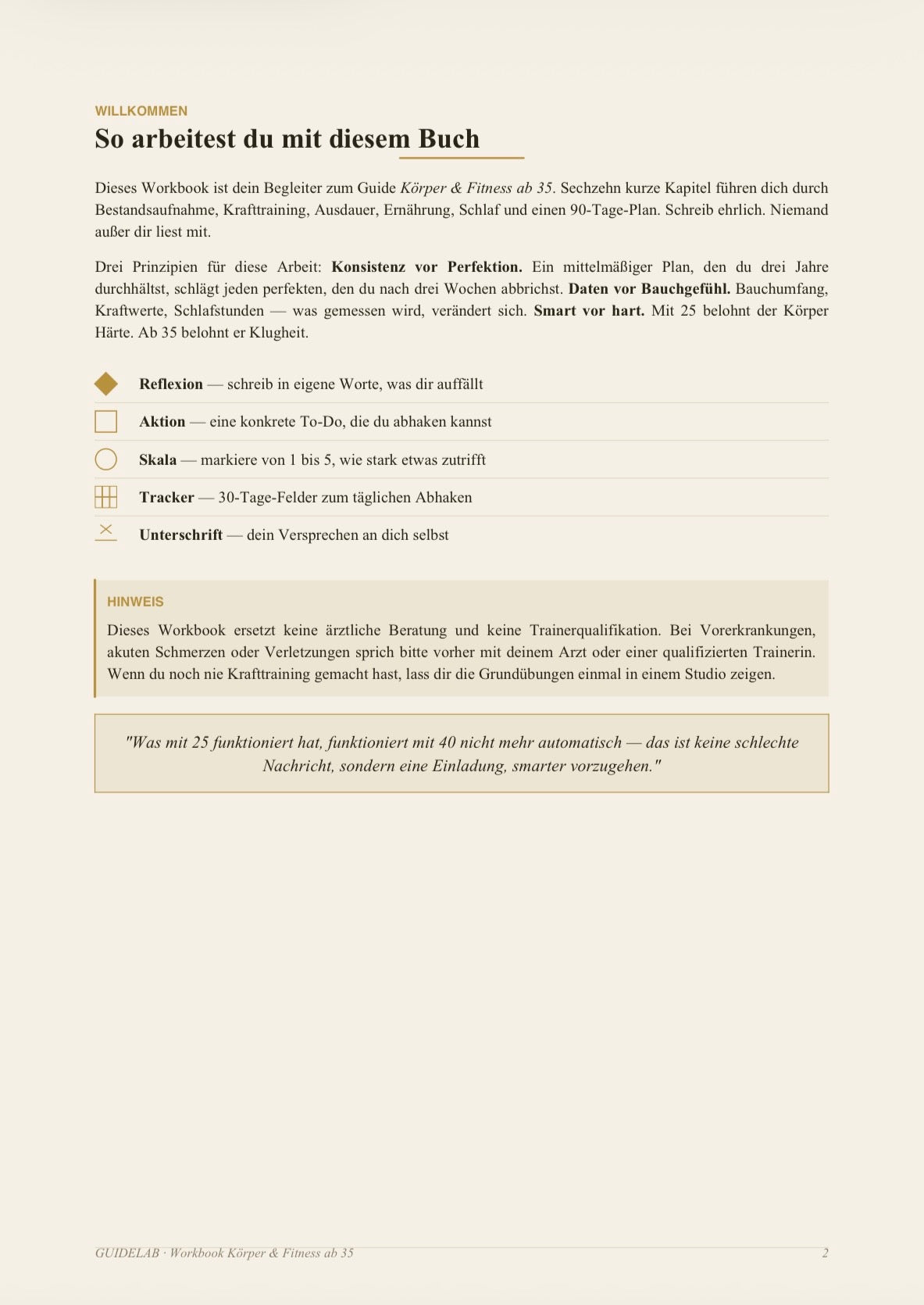 Körper & Fitness ab 35 – Workbook