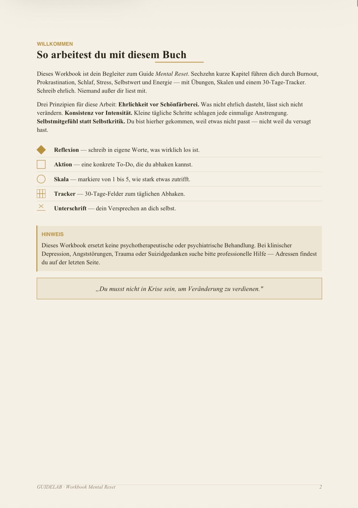 Mental Reset – Workbook